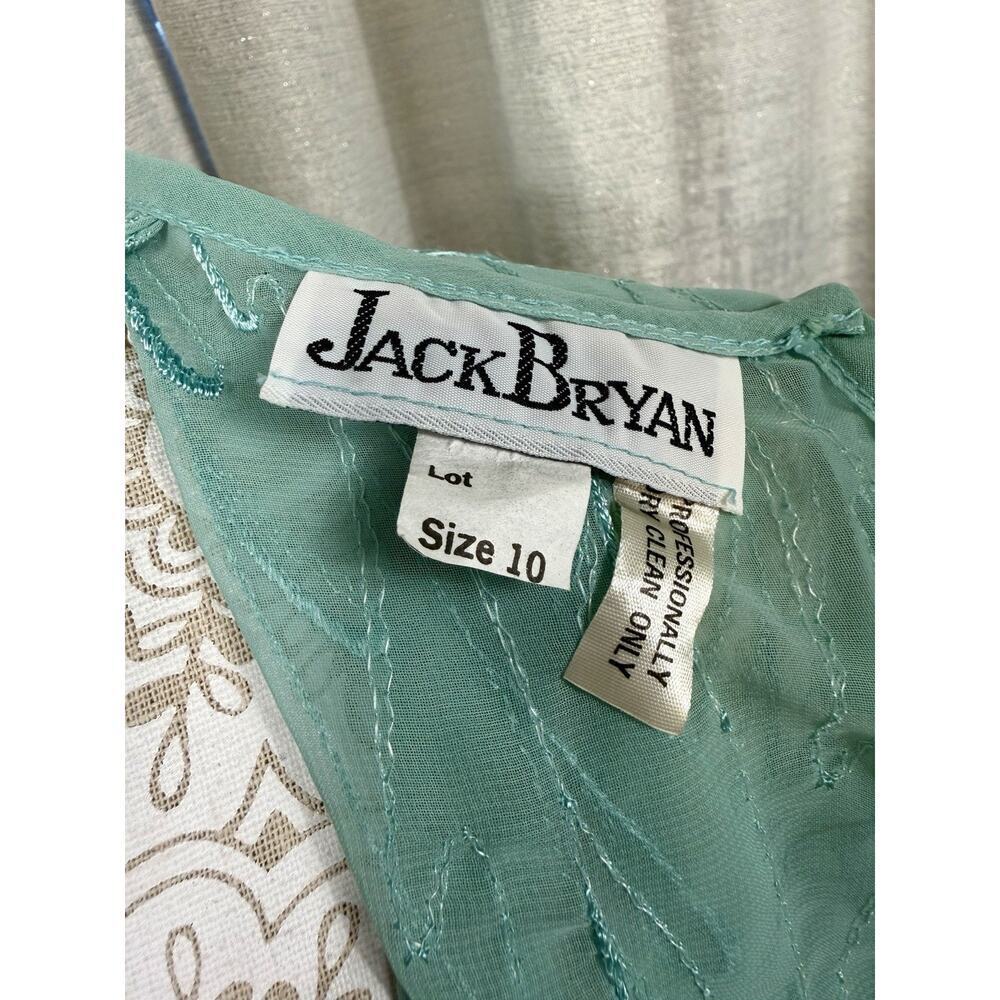Jack Bryan Seafoam Chiffon Maxi Dress w/ Beaded Sheer Jacket – Size 10 - Picture 6 of 15